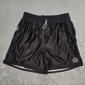 Vintage Admiral Soccer Shorts Mens L Black Athletic Gym Running Retro Satin‎